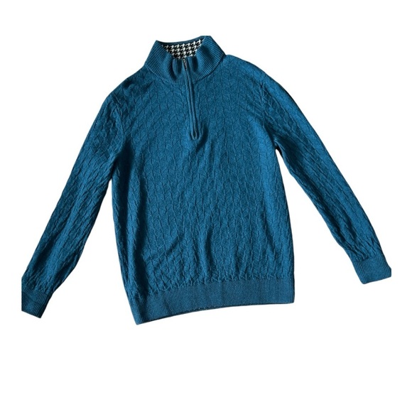 Robert Graham Classic Fit Wool Quarter Zip Pullover Sweater | Teal | Small - Picture 1 of 5